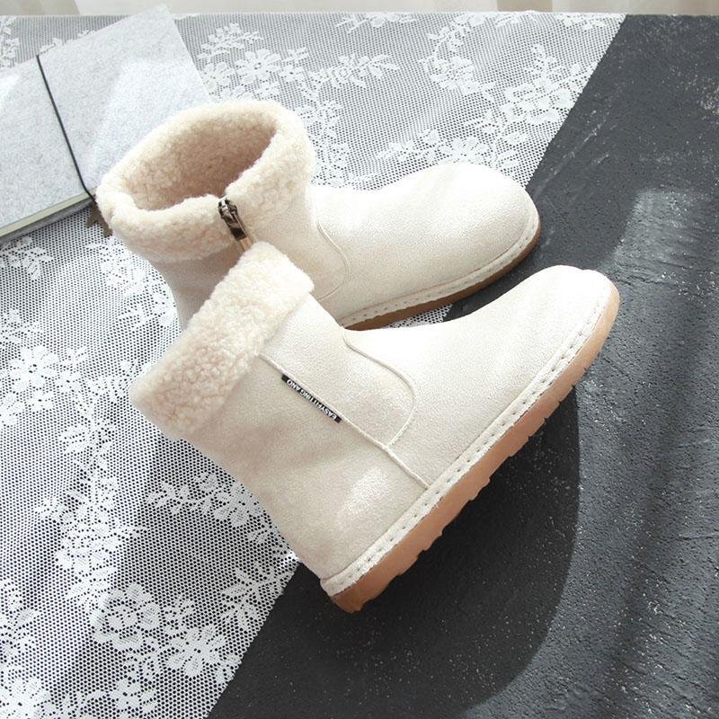 Women's anti-skiing boots, plush Birkenstock short boots, 2025 new style, flat, fleece-lined, thickened cotton shoes, winter warm shoes.