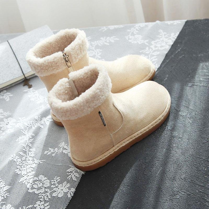 Women's anti-skiing boots, plush Birkenstock short boots, 2025 new style, flat, fleece-lined, thickened cotton shoes, winter warm shoes.
