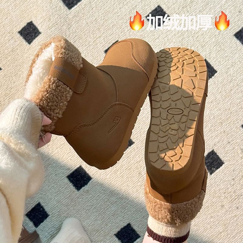 New winter style round toe fashionable and versatile fleece-lined, thick and warm platform cotton boots