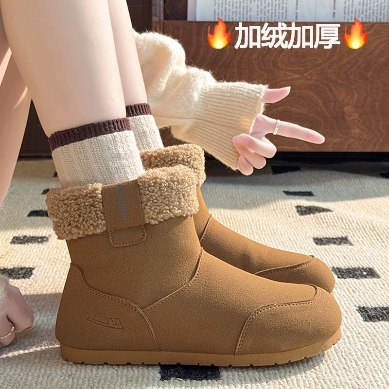 New winter style round toe fashionable and versatile fleece-lined, thick and warm platform cotton boots