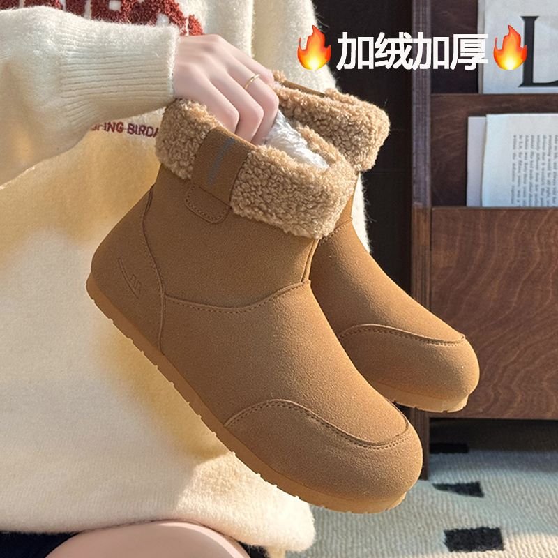 New winter style round toe fashionable and versatile fleece-lined, thick and warm platform cotton boots