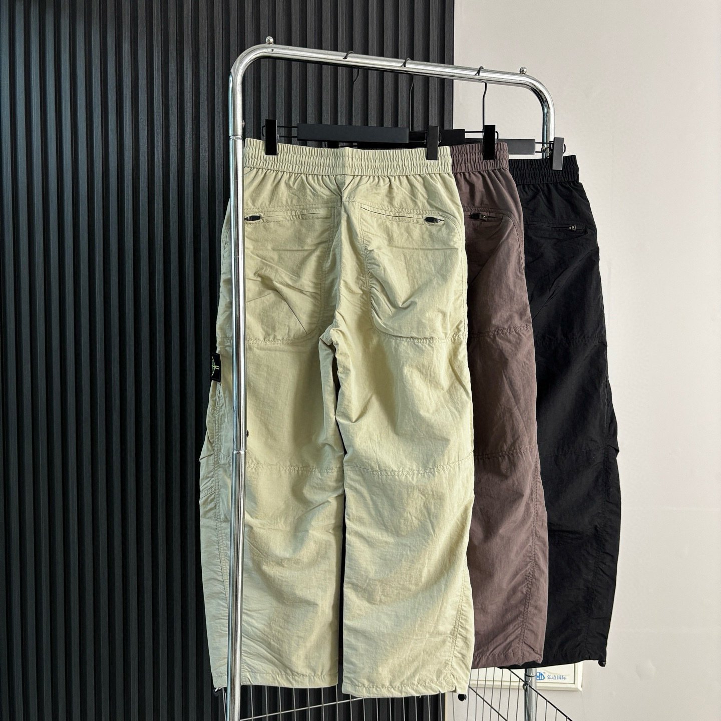 Stone Island Nylon Quick-Drying Pants, Casual Loose Fit, Solid Color, Straight Leg, Curved Cargo Pants, Autumn Long Pants for Men