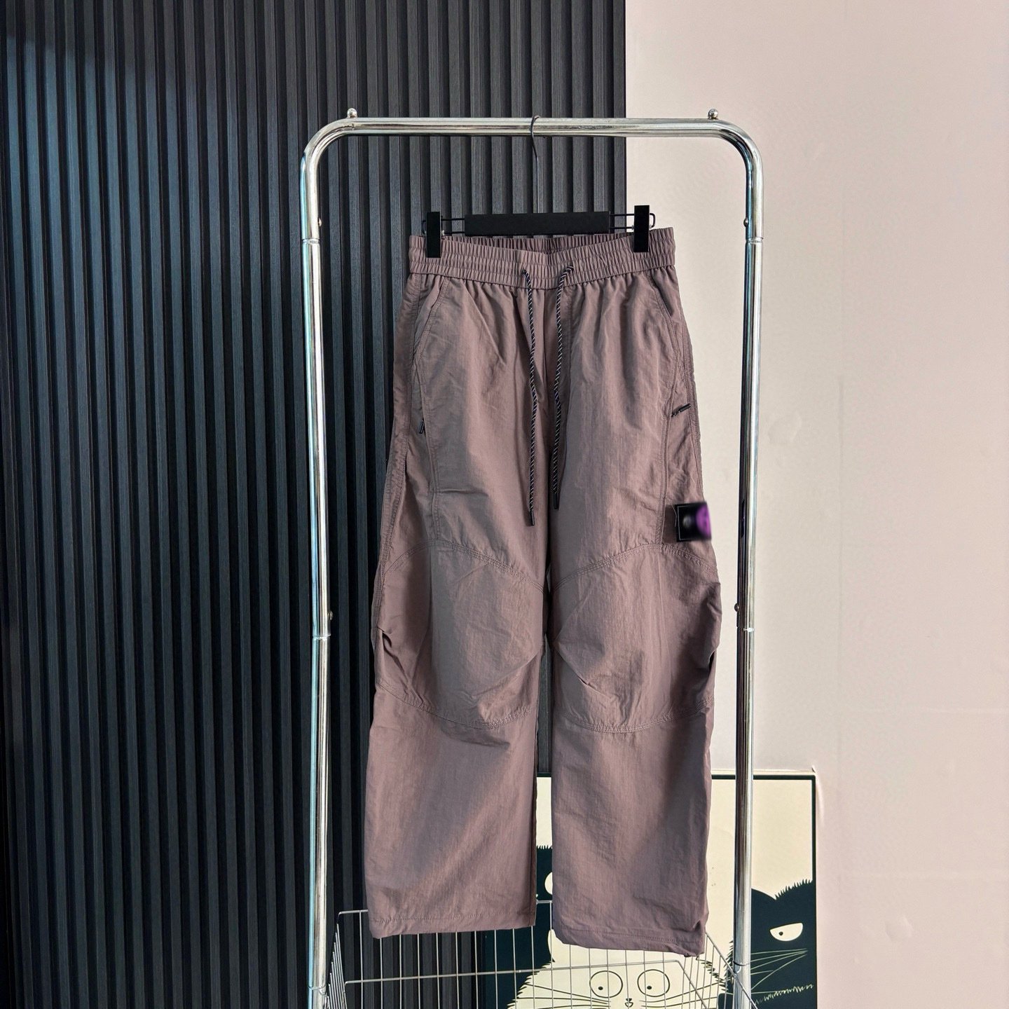 Stone Island Nylon Quick-Drying Pants, Casual Loose Fit, Solid Color, Straight Leg, Curved Cargo Pants, Autumn Long Pants for Men