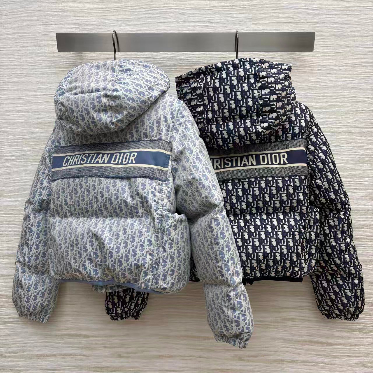 Dior Winter New Collection Classic Monogram Jacquard Slim Fit Warm Short Down Jacket for Women