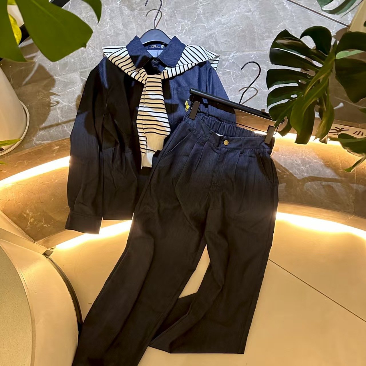 LF Correct Original 2025 New Style Suit Retro Denim Lapel Wide-Leg Trousers Fashionable and Elegant Shirt Casual and Youthful