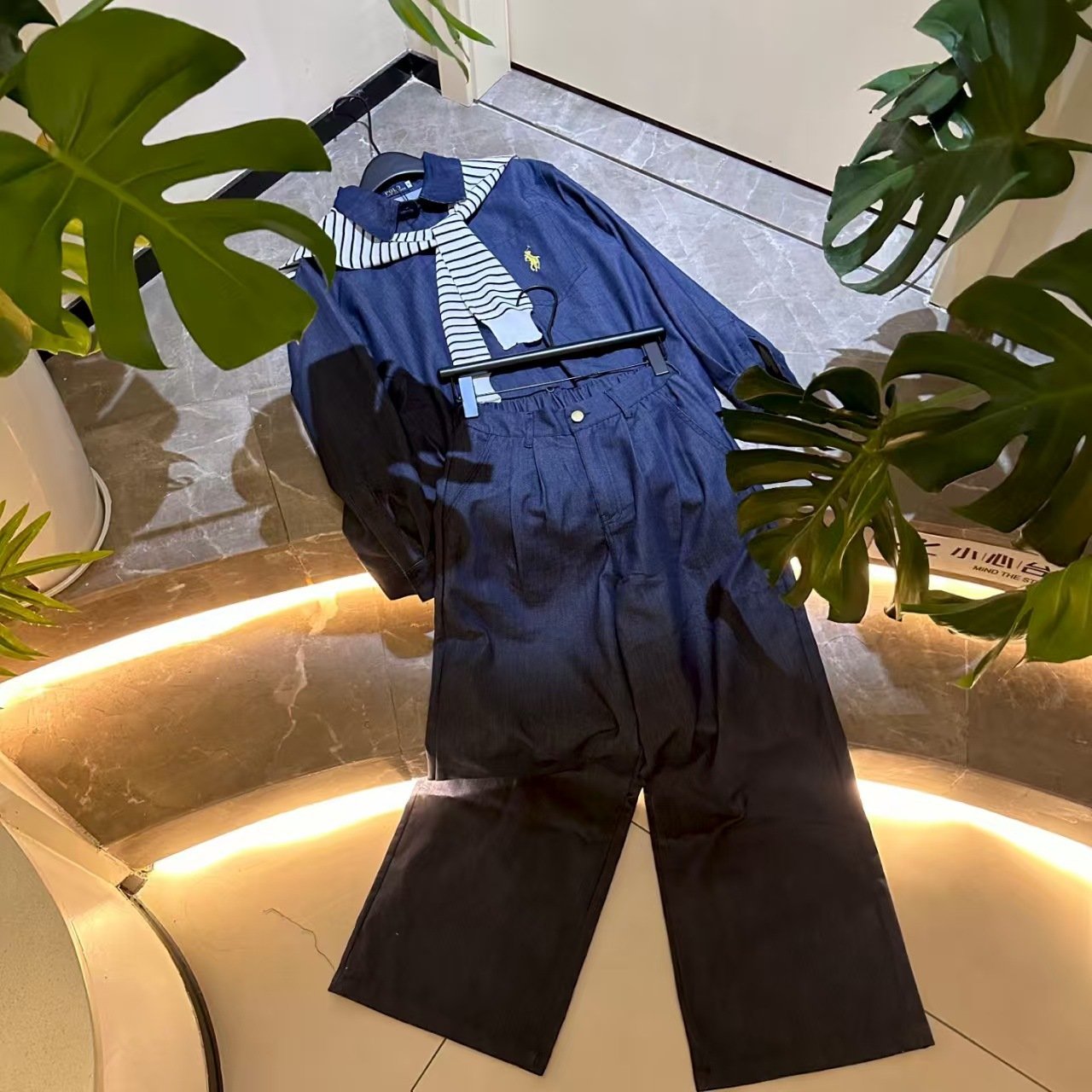 LF Correct Original 2025 New Style Suit Retro Denim Lapel Wide-Leg Trousers Fashionable and Elegant Shirt Casual and Youthful