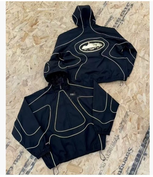 Men's Cross-Border Reflective Striped Loose-Fitting Alcatraz Set Heavy Small Hook Waterproof Windbreaker