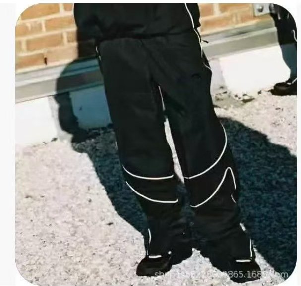 Men's Cross-Border Reflective Striped Loose-Fitting Alcatraz Set Heavy Small Hook Waterproof Windbreaker