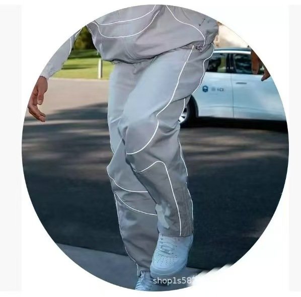 Men's Cross-Border Reflective Striped Loose-Fitting Alcatraz Set Heavy Small Hook Waterproof Windbreaker