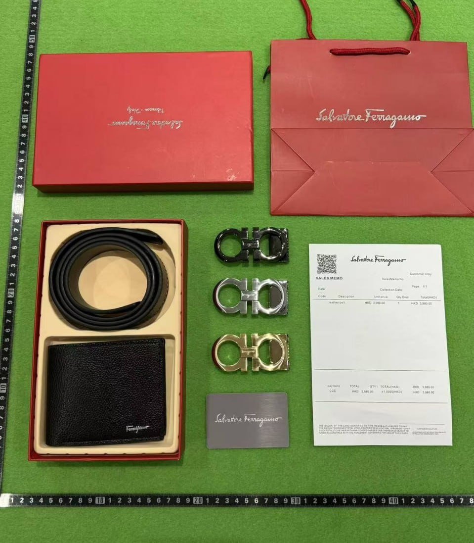 Burberry LV  Salvatore Ferragamo Gucci Hermes belt wallet set(40 Styles)