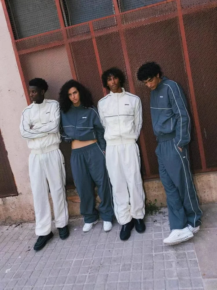 Sixpm/6PM Woven Reflective Sporty Patchwork Embroidered Letter Label Set Corduroy Fabric