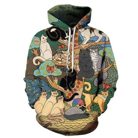 Hot-selling 3D digital print plus size loose hooded men's sweatshirt pullover