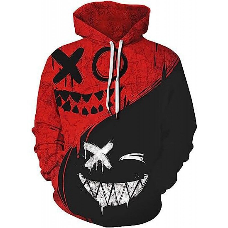 Hot-selling 3D digital print plus size loose hooded men's sweatshirt pullover