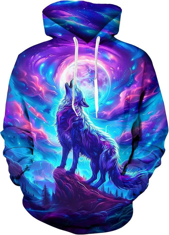 Hot-selling 3D digital print plus size loose hooded men's sweatshirt pullover