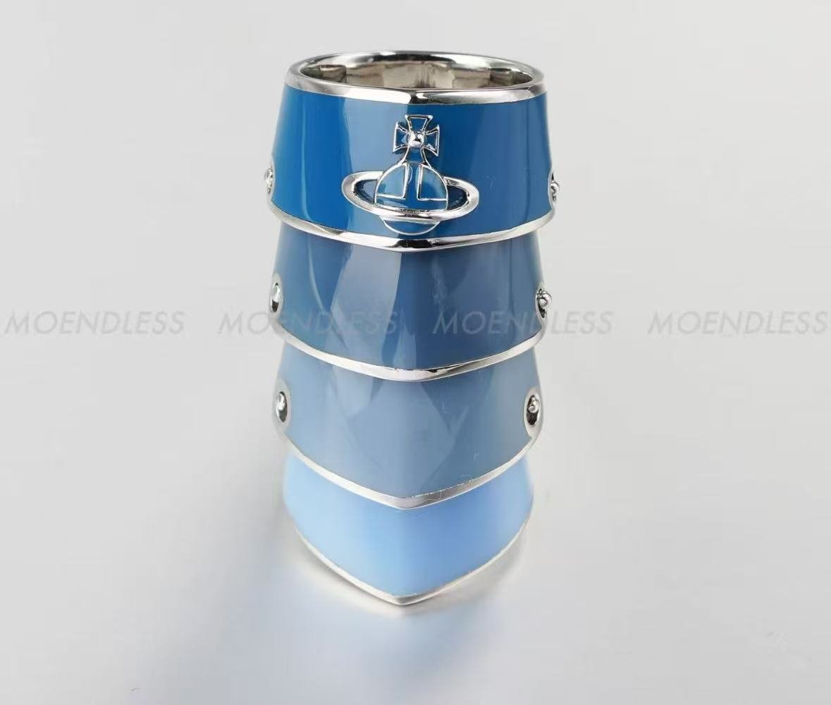 Vivienne Westwood Saturn Enameled Armor Ring, Vivian Punk Style 3D Planet High-End Four-Segment Couple Ring