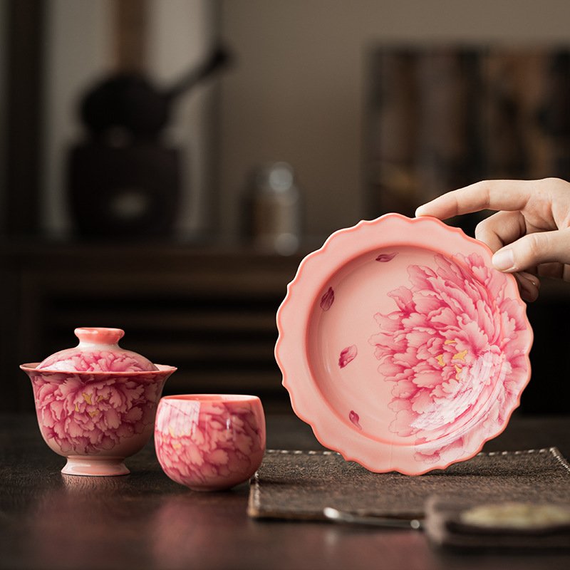 Lard-flavored frozen jelly, lotus flower-shaped teapot stand, ceramic teapot mat, teacup holder, heat-insulating mat, tea saucer, dried fruit tray, tea set accessories