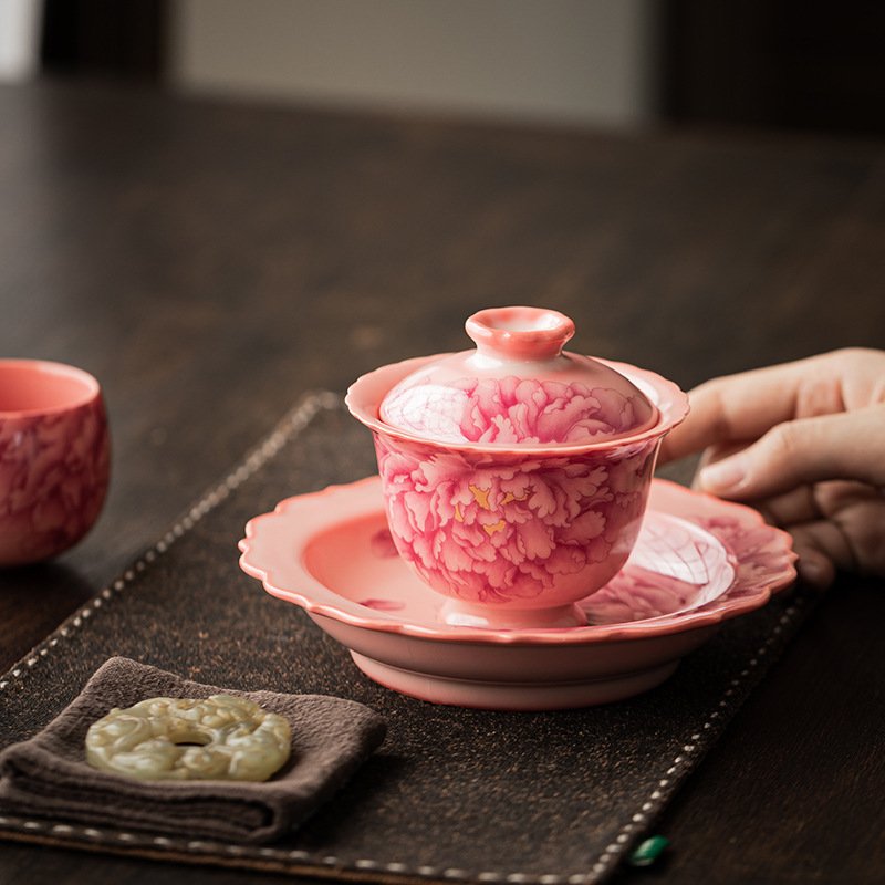 Lard-flavored frozen jelly, lotus flower-shaped teapot stand, ceramic teapot mat, teacup holder, heat-insulating mat, tea saucer, dried fruit tray, tea set accessories