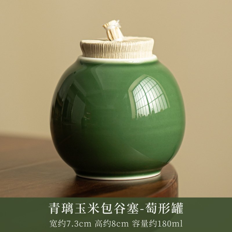 Celadon Corn Container Tea Canister Japanese Household Mini Celadon Tea Canister Airtight Tea Storage Container