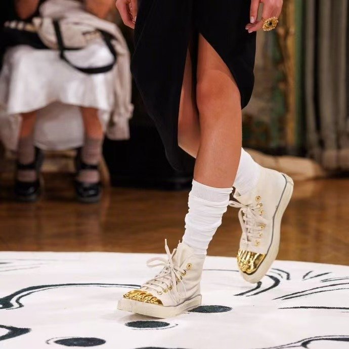 High-end LTTL gold toe sneakers, casual men's and women's white sneakers, trendy brand