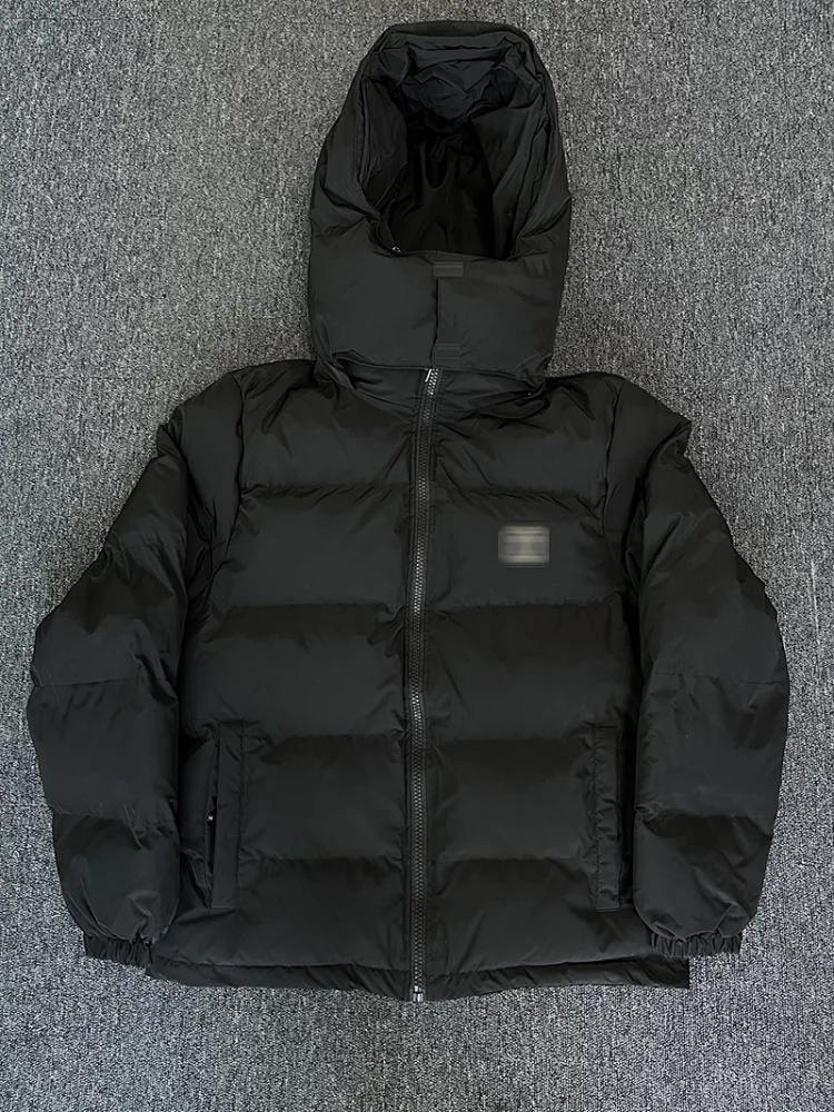 Men's Black Puffer Jacket with Hood Winter Warm Coat