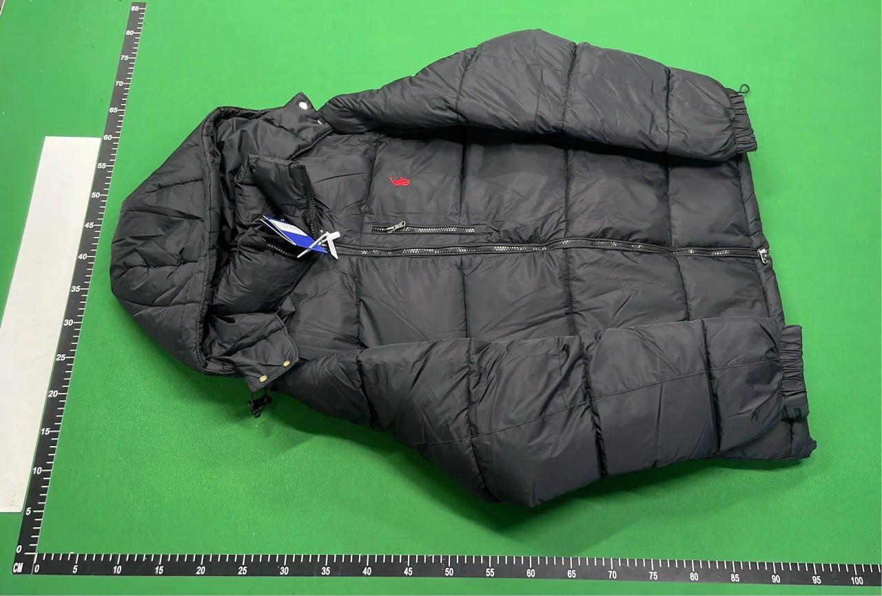 Ralph Lauren, Moncler, and Burberry down jackets