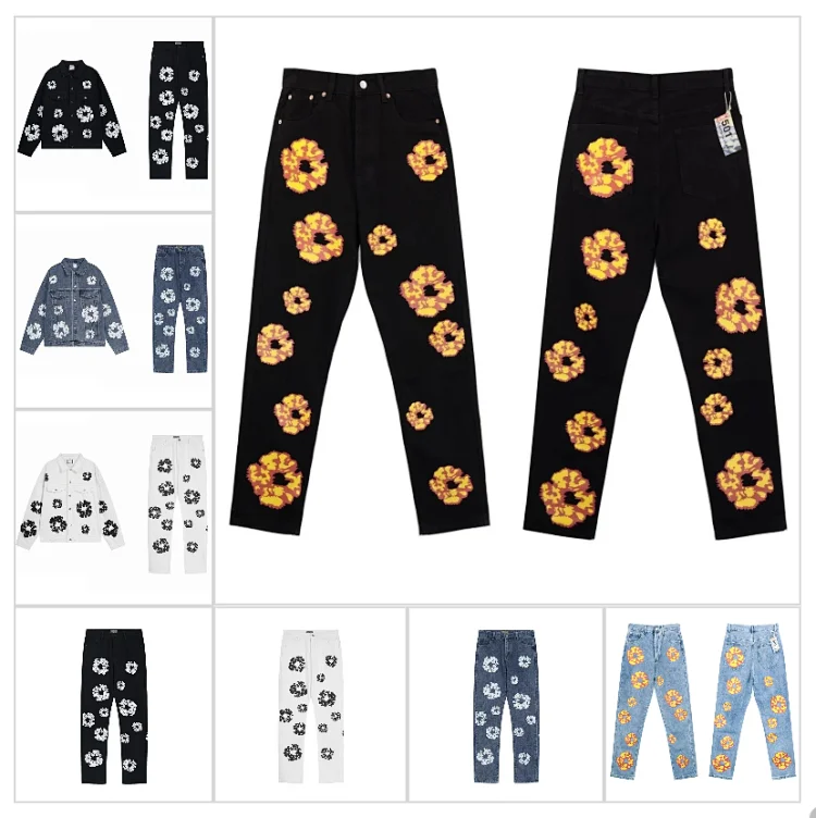 Kanye same style denim tears denim suit jeans jacket                                 