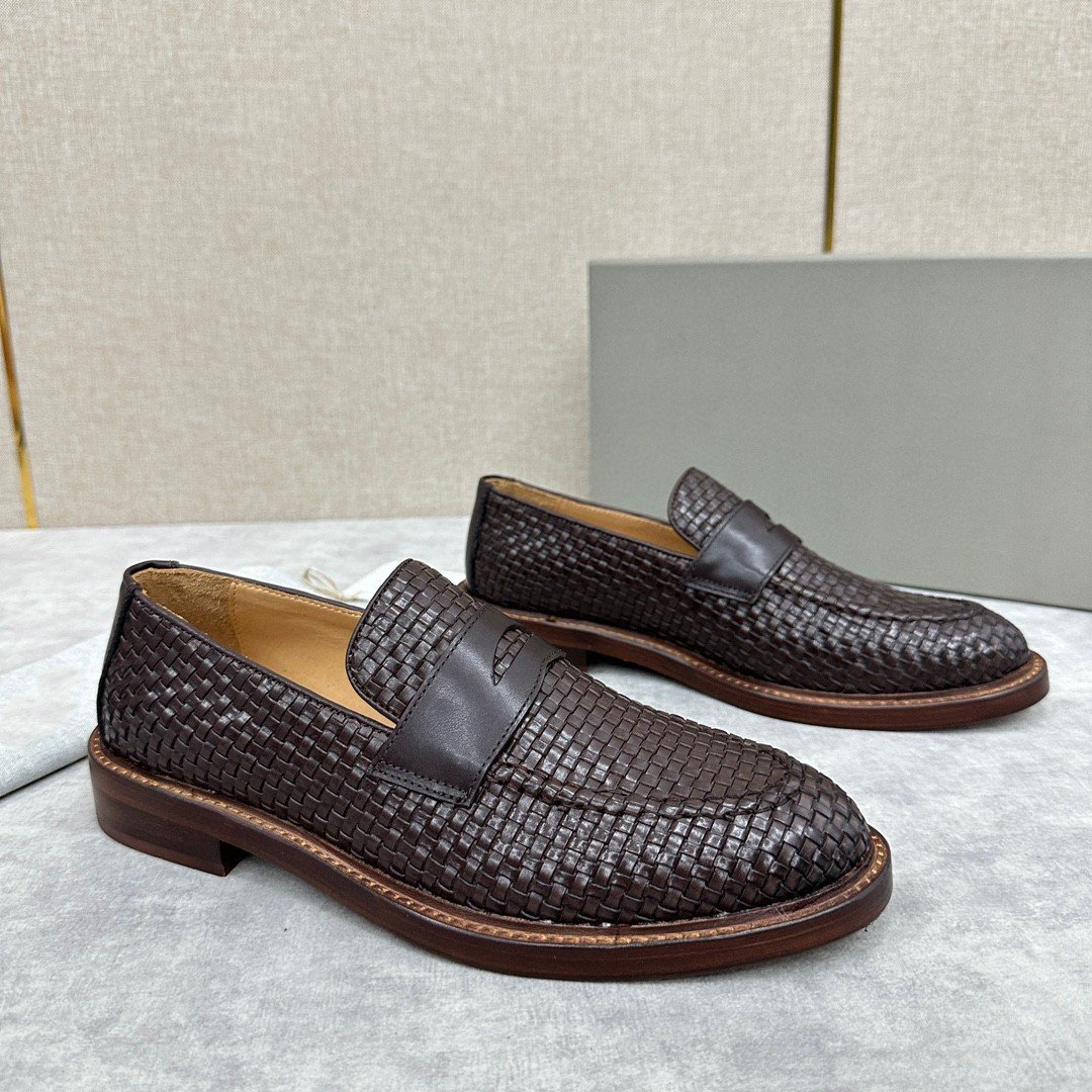 European-style new woven cowhide formal business leather shoes, men's thick-soled casual leather shoes, Derby shoes